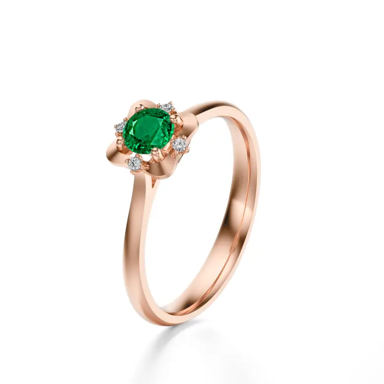 Pierścionek z różowego złota ze szmaragdem AJPZ_139